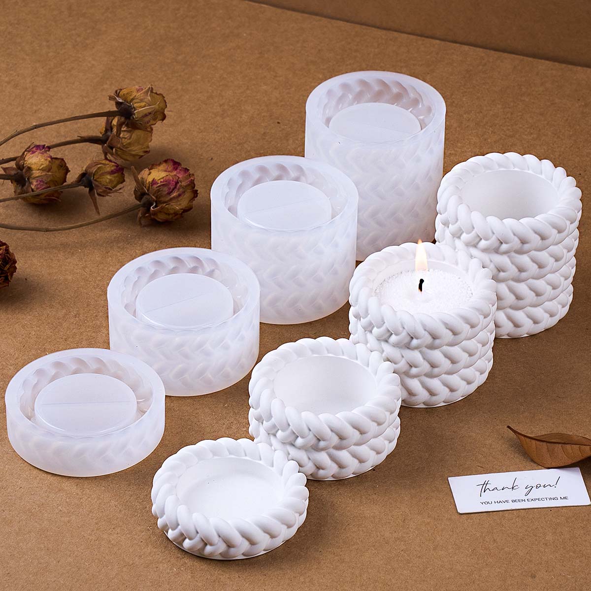 Coaster Mold Round - 1/2/3/4 этажа, пеньковая веревка, банка для